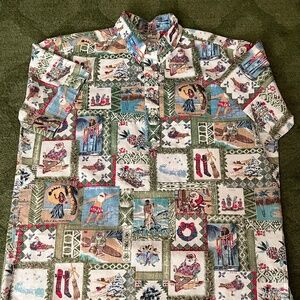 VTG Reyn Spooner 2002 Limited Christmas Hawaiian Shirt XXL Quarter Button Down